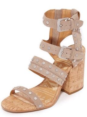 Dolce Vita Tan Studded Cork Block Heel Sandals